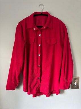 SHEIN - Bright Red Button-Up Shacket
